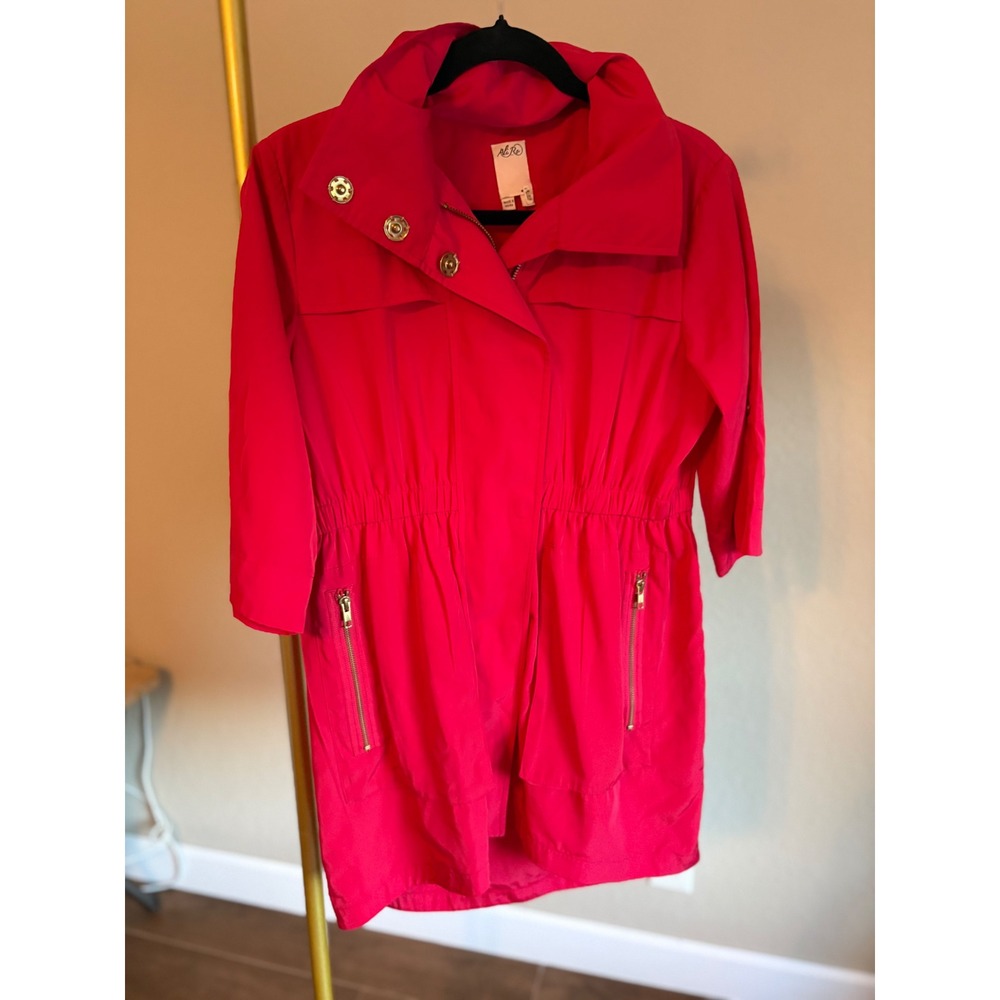 Ali Ro Pink Jacket Utility Cinched Waist Zippers Size S Dopamine Dressing